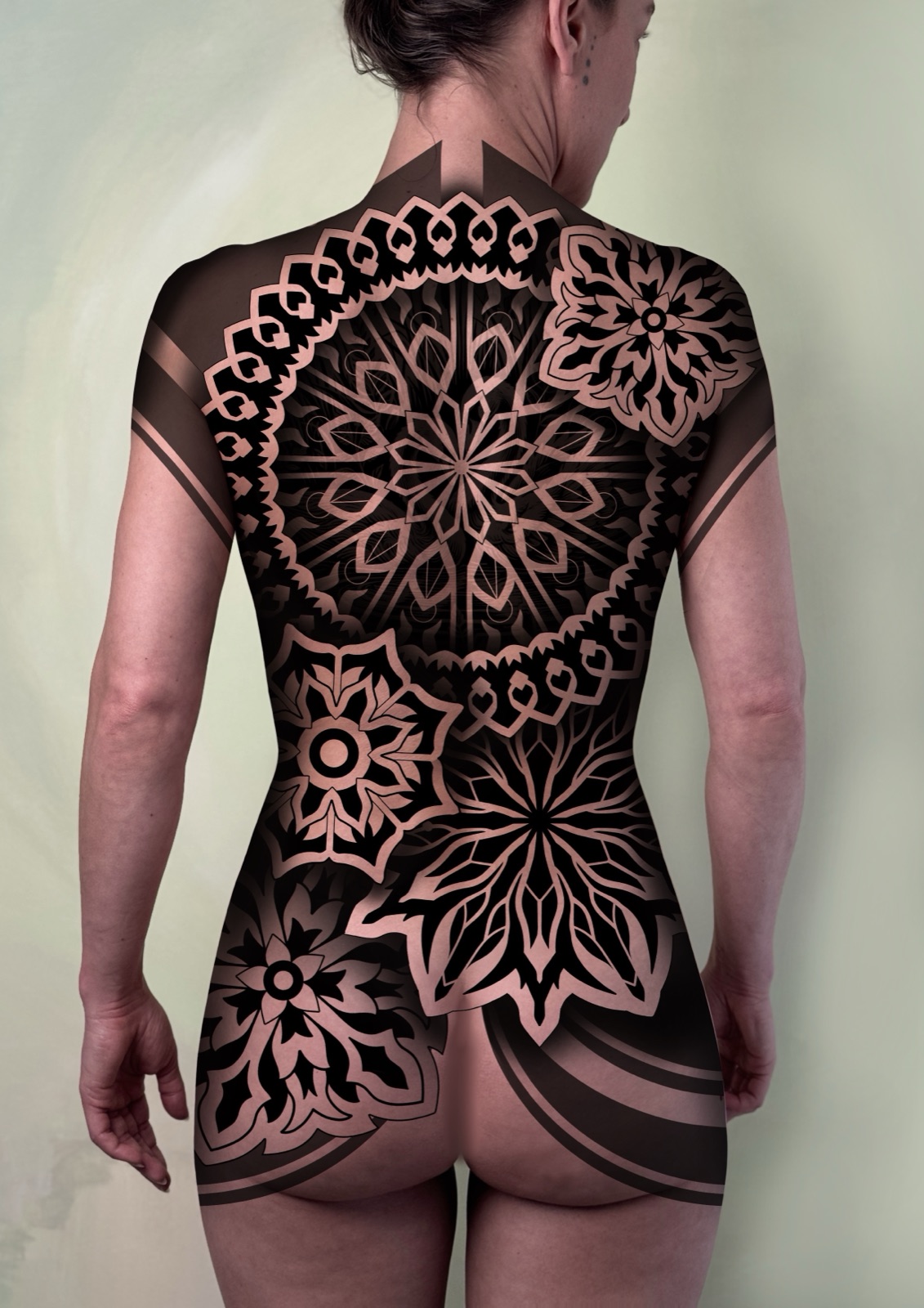 Large-scale blackwork back design by Si, ready to be tattooed, Bristol