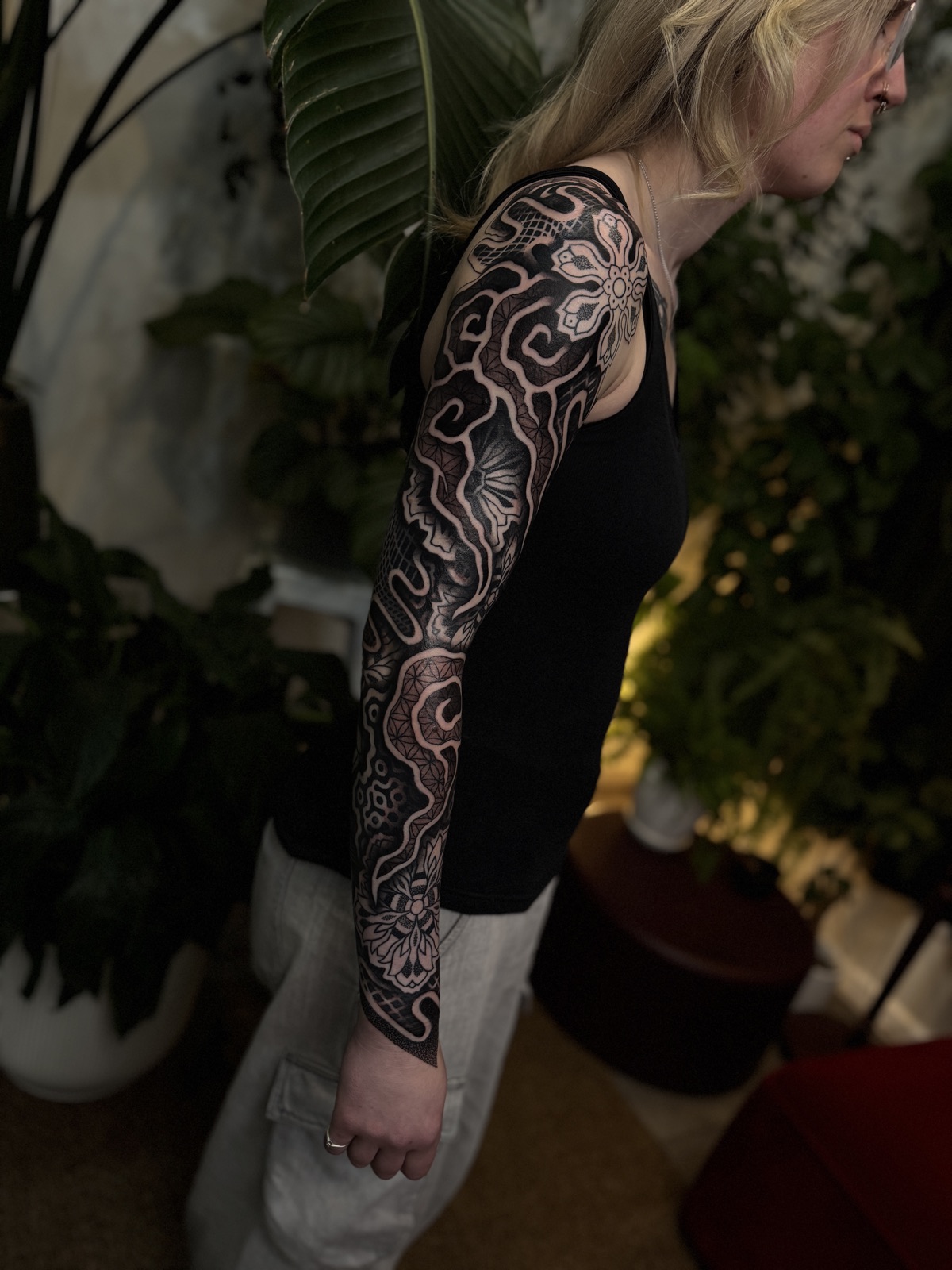 Ornamental blackwork tattoo by Si, Bristol