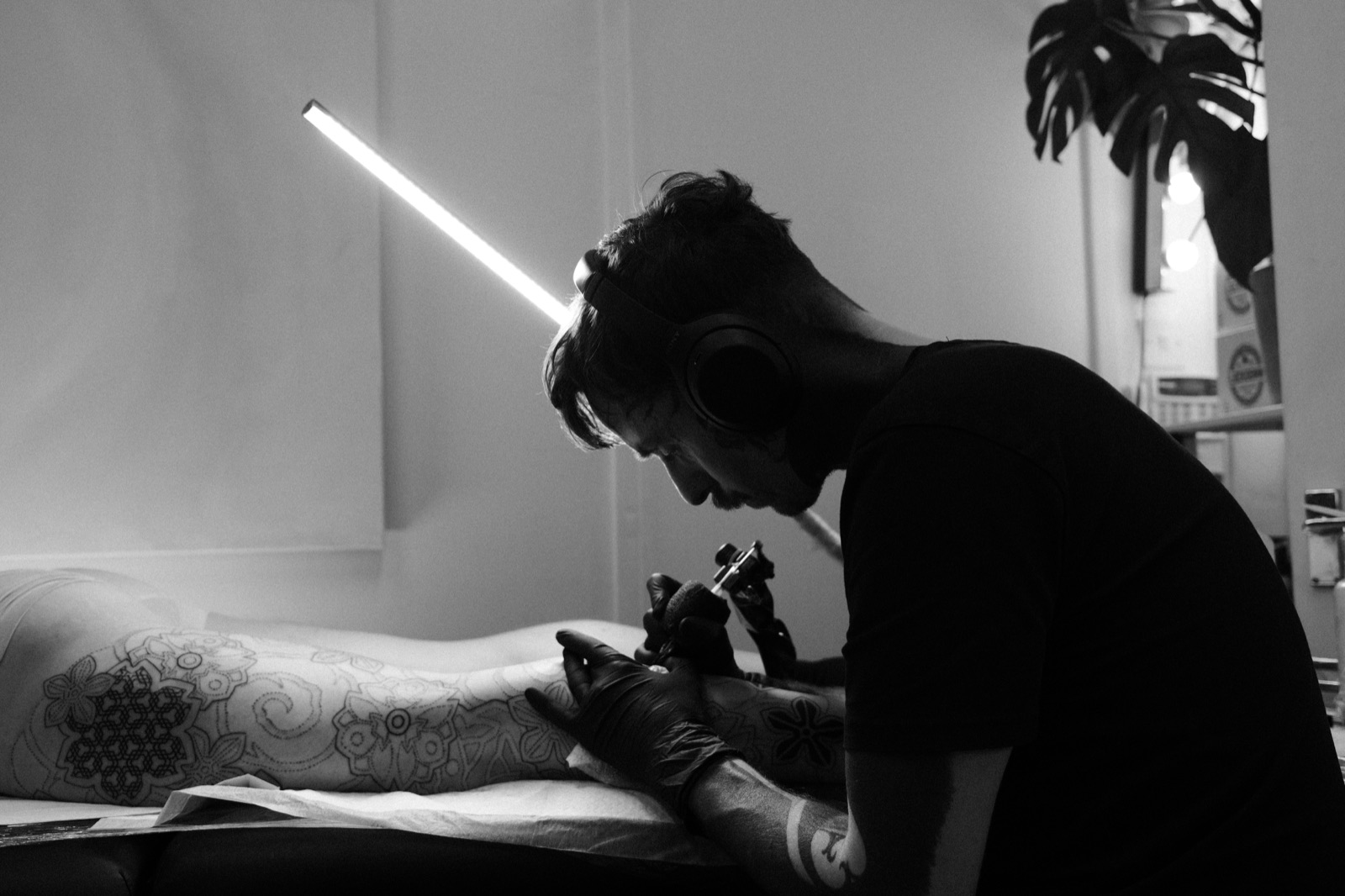 Tattooing in progress at OnePointZero studio